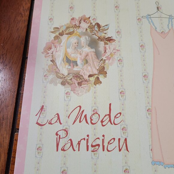 Vintage La Mode Parisian Metal Tin Sign Walk In Closet 9" x 10" Victorian Pink - Picture 2 of 5